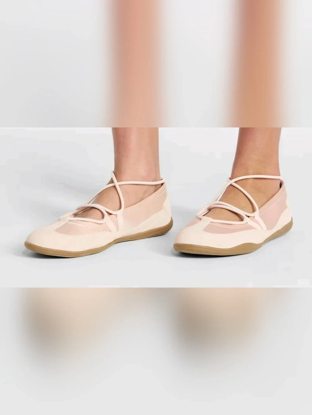 Women's No Boundaries Soft Pink Ballet Flats with Crossover Straps